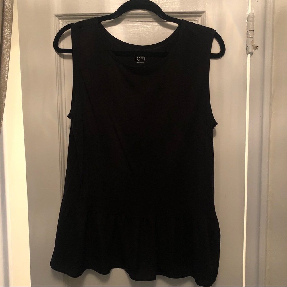 Ann Taylor loft black cotton shirt with ruffle